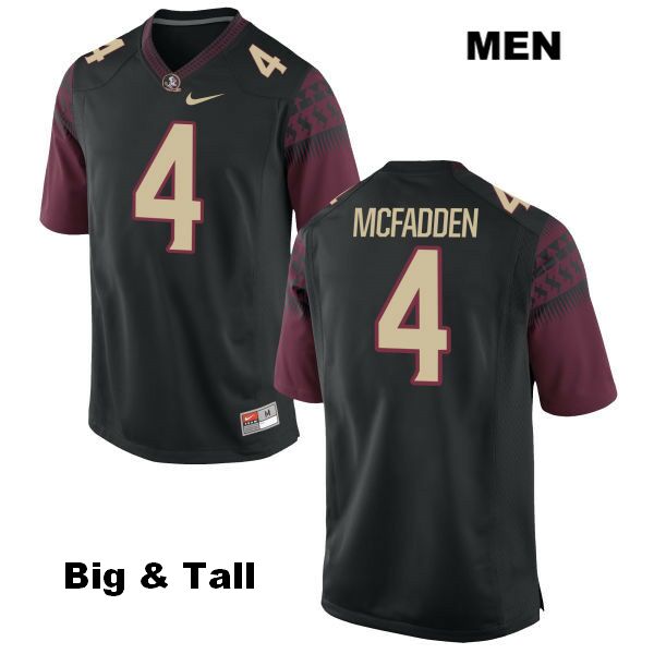 Men's NCAA Nike Florida State Seminoles #4 Tarvarus McFadden College Big & Tall Black Stitched Authentic Football Jersey POX5569XP